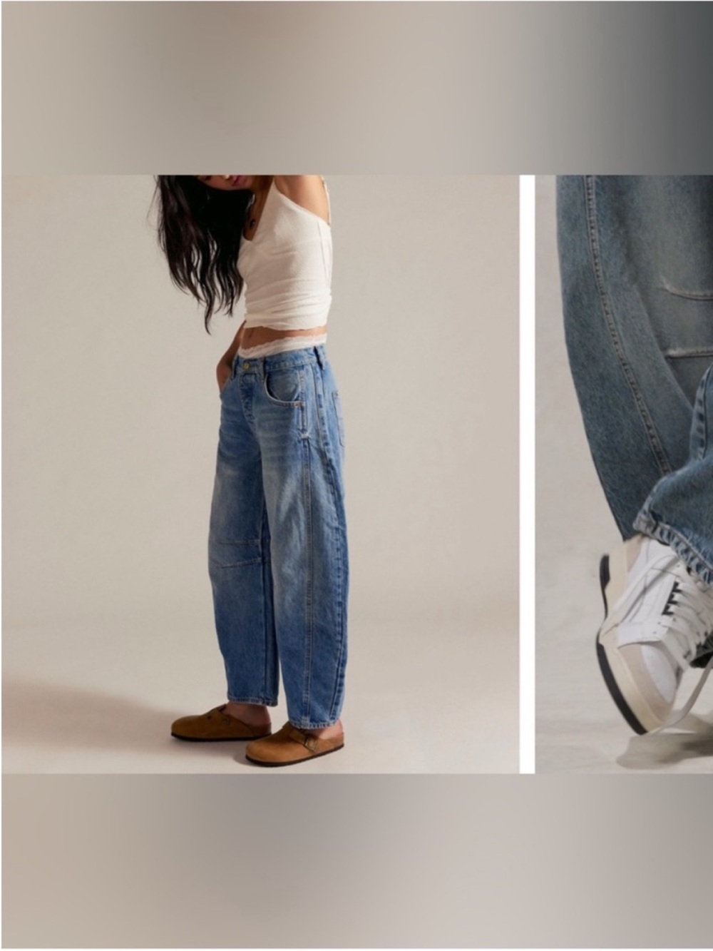 NWT Free People We The Free Good Luck Mid-Rise Barrel Jeans ultra light beam 33 - Picture 7 of 15